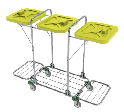 VK 120 - 3R vozík na třídění odpadu a prádla, ruční otevírání plast - VK - žlutý